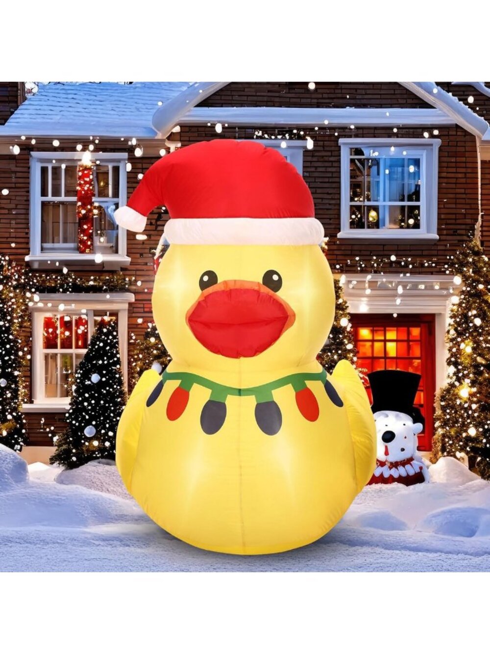 5FT Inflatable Christmas Duck Outdoor Decor with Built-in LEDs - Holiday Yard